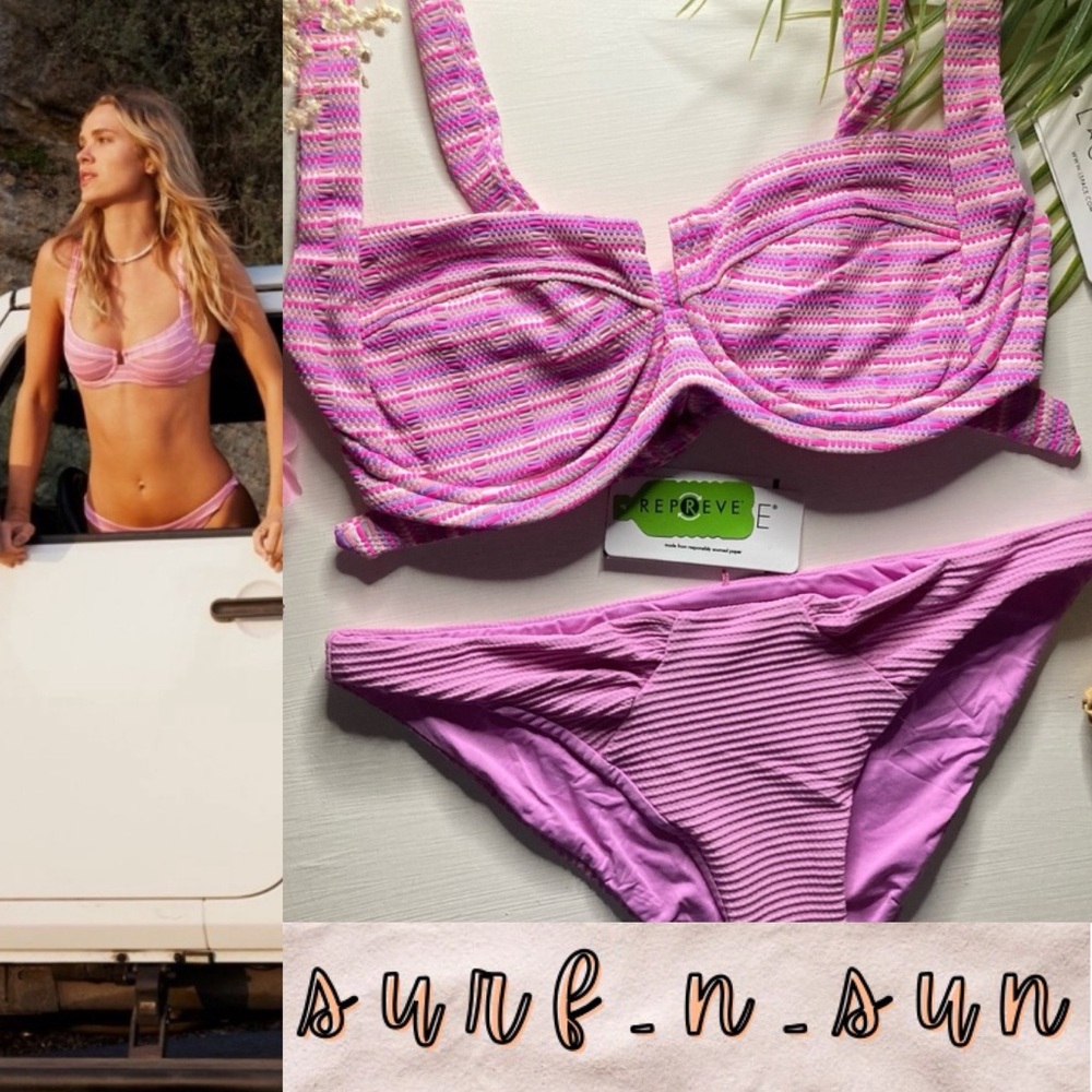 l*space Underwire Electric Pink Camellia Bikini Top | Rosebud Sol Classic Bottom